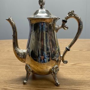 Silver Tea Pot 4 Footed Flower Details